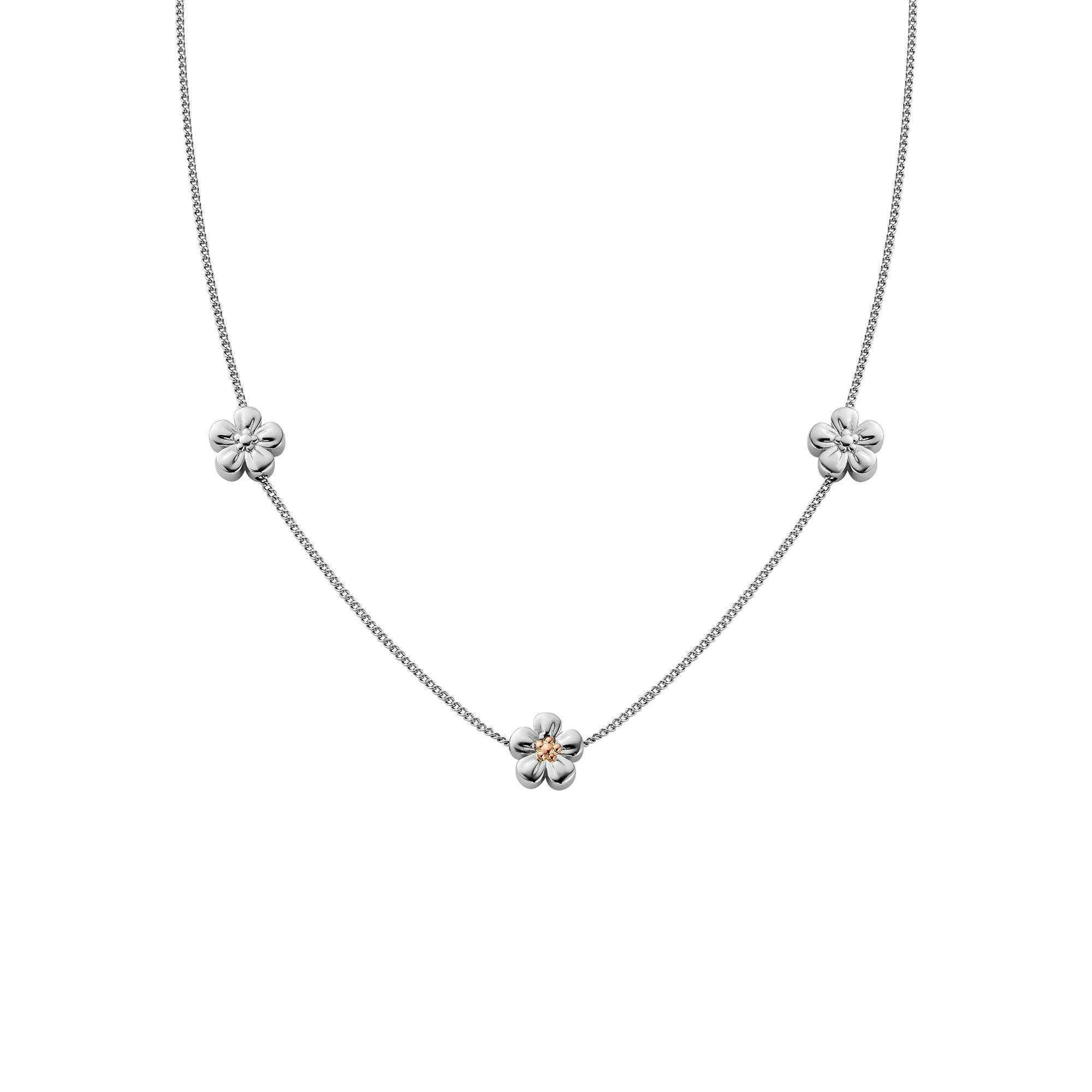 Nature's Wonder Sterling Silver Forget-Me-Not Adjustable Necklace