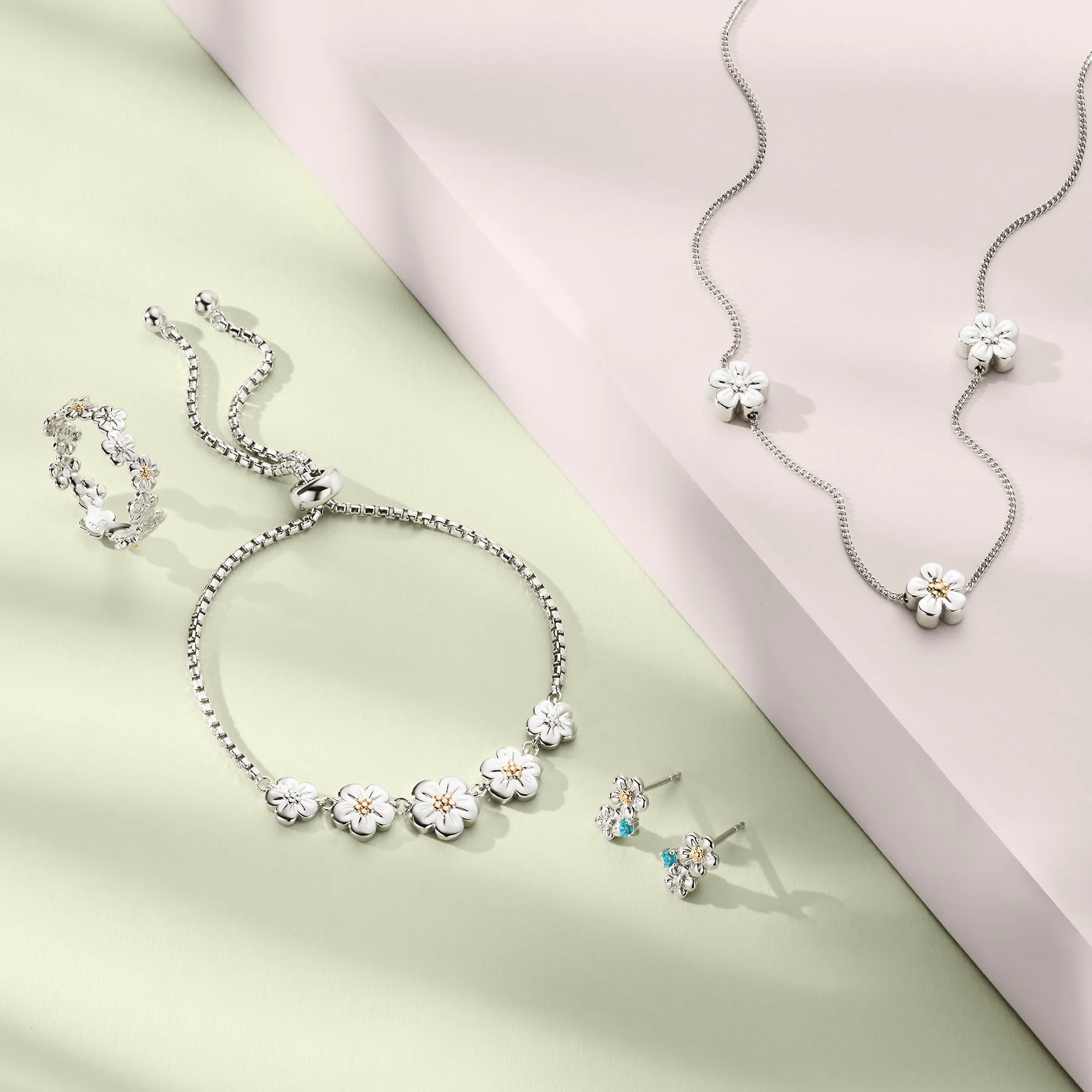 Nature's Wonder Sterling Silver Forget-Me-Not Cluster Stud Earrings with Swiss Blue Topaz - Image 3