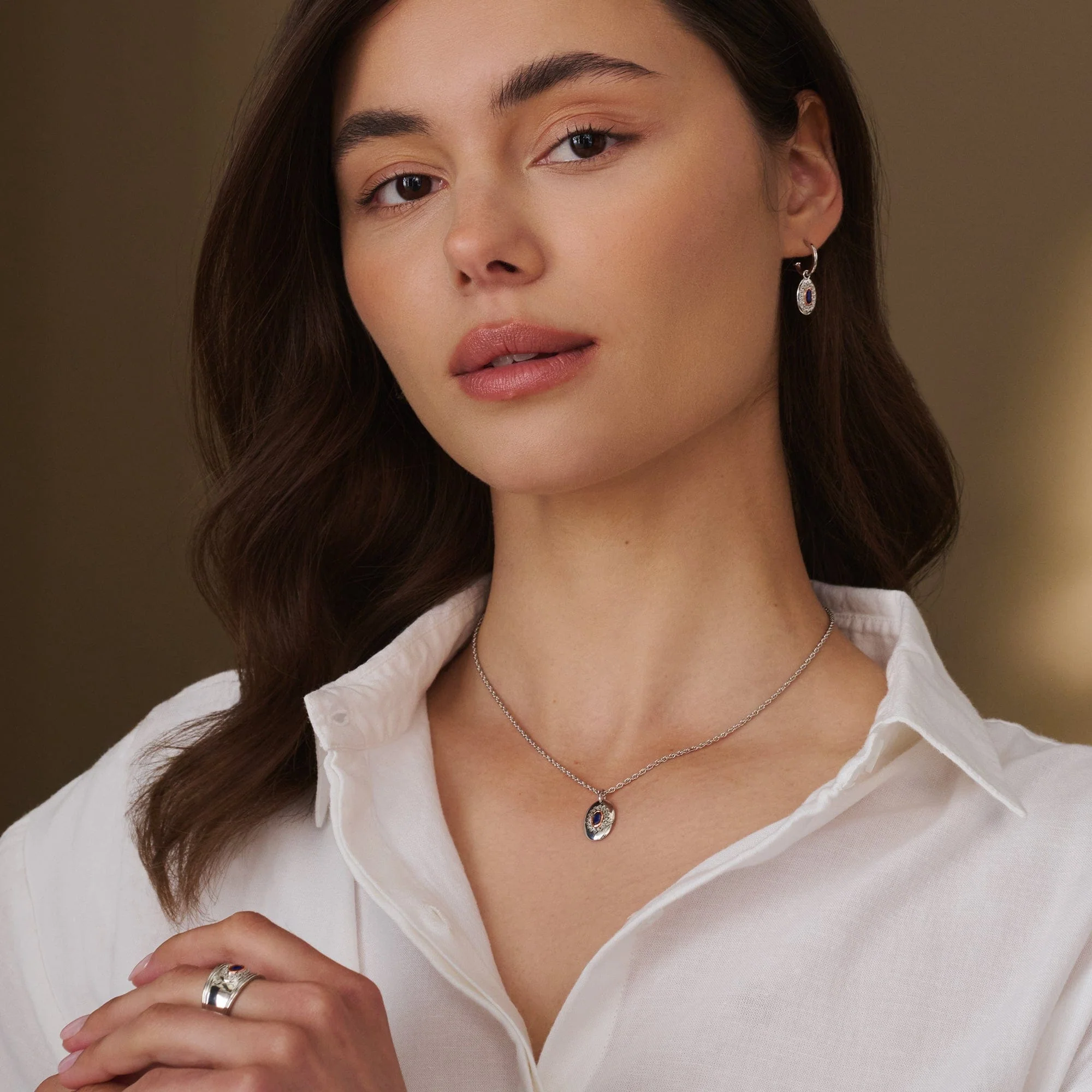 Royal Clogau® Sterling Silver Diana Earrings with Sapphires & Topaz - Image 3